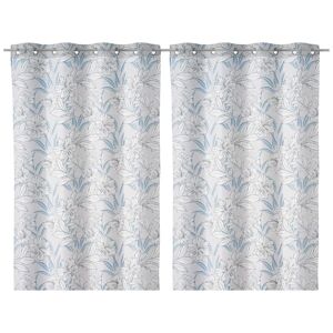 LOLAhome 2 visillos con flores azules de tela de 140x260 cm