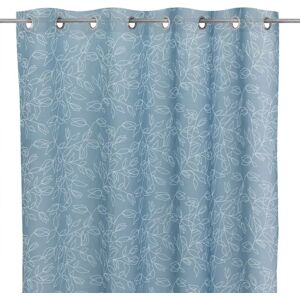 LOLAhome Set de 2 visillos estampados con hojas azules de tela de poliéster de 140x260 cm