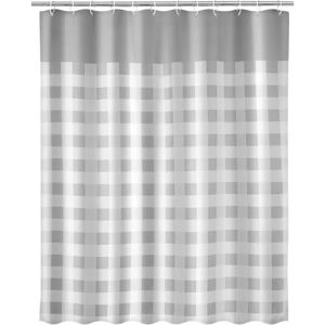 LOLAhome Cortina de baño de cuadros de tela gris de 180x200 cm