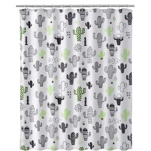 LOLAhome Cortina de baño de cactus de tela blanca de 180x200 cm