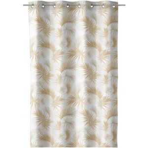 LOLAhome Cortina confeccionada de hojas blanca y beige de algodón orgánico de 140x260 cm