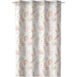 LOLAhome Cortina confeccionada de hojas blanca y marrón de tela de algodón orgánico de 140x260 cm