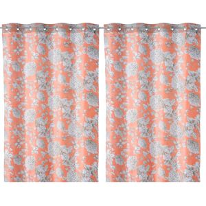 LOLAhome Set de 2 cortinas de flores rosas de terciopelo de 140x260 cm