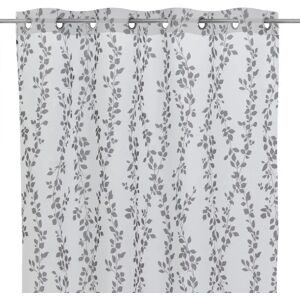 LOLAhome Set de 2 visillos estampados con ramas de tela de poliéster blanco y gris de 140x260 cm