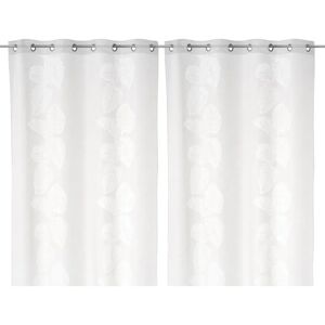 LOLAhome Set de 2 visillos con hojas blancos de tela de rayón de 140x260 cm