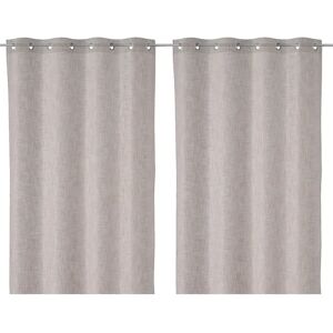 LOLAhome Pack de 2 cortinas confeccionadas lisas taupe símil lino de 140x260 cm