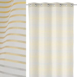 LOLAhome Visillo de rayas confeccionado de tela blanco y dorado de 140x260 cm