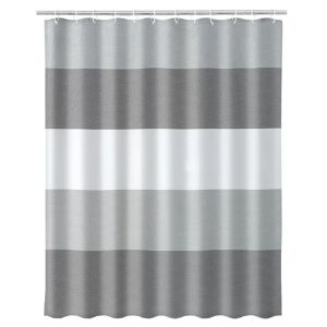 LOLAhome Cortina de baño de rayas de tela gris de 180x200 cm