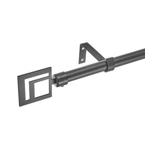 LOLAhome Set de barra de cortina extensible de 160 a 300 cm, 2 escuadras y 2 terminales negro de metal