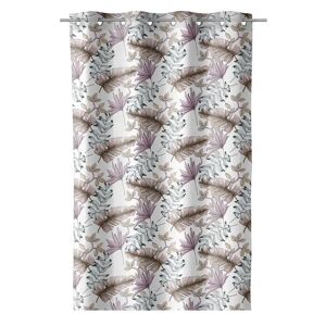 LOLAhome Cortina confeccionada de hojas blanca y rosa de tela de algodón orgánico de 140x260 cm
