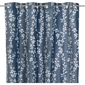 LOLAhome Set de 2 cortinas estampado ramas azul marino de tela de terciopelo de 140x260 cm