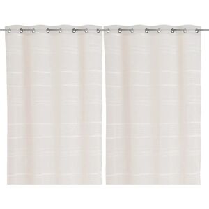 LOLAhome Set de 2 cortinas confeccionadas cenefa de rayas beige de tela símil lino de 140x260 cm
