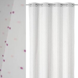 LOLAhome Visillo topos blanco y rosa de poliéster de 140x260 cm