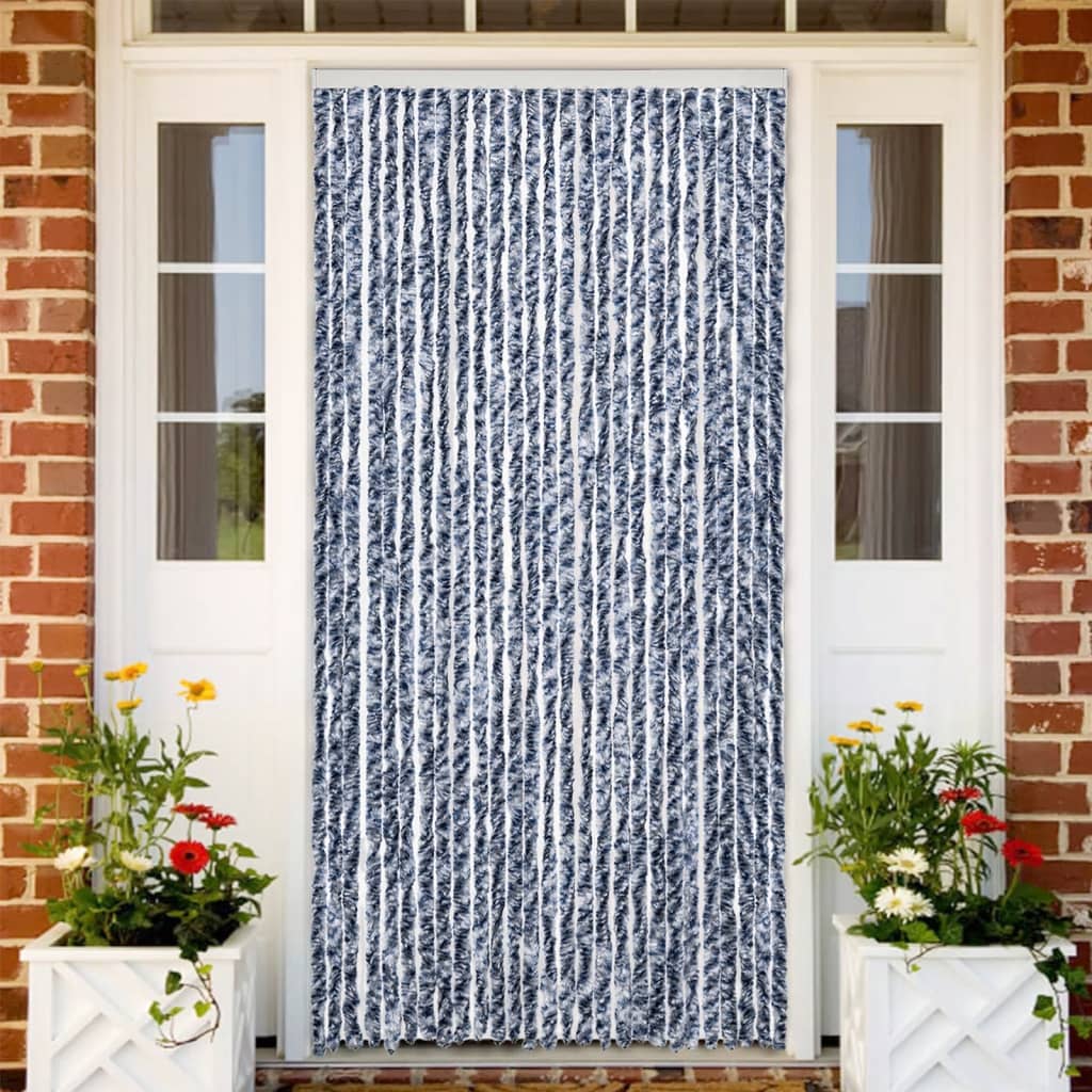 vidaXL Cortina mosquitera azul y blanco chenilla 120x220 cm