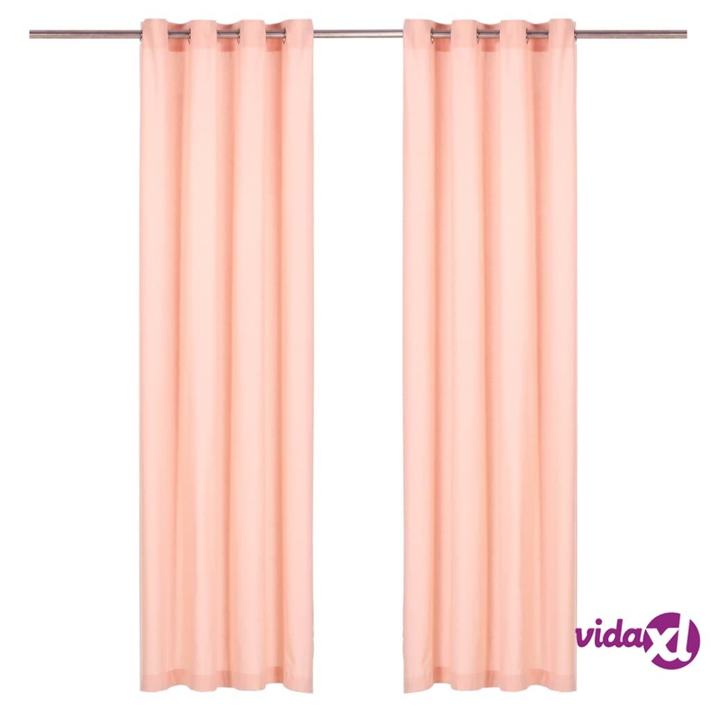 vidaXL Verhot metallirenkailla 2 kpl puuvilla 140x225 cm pinkki