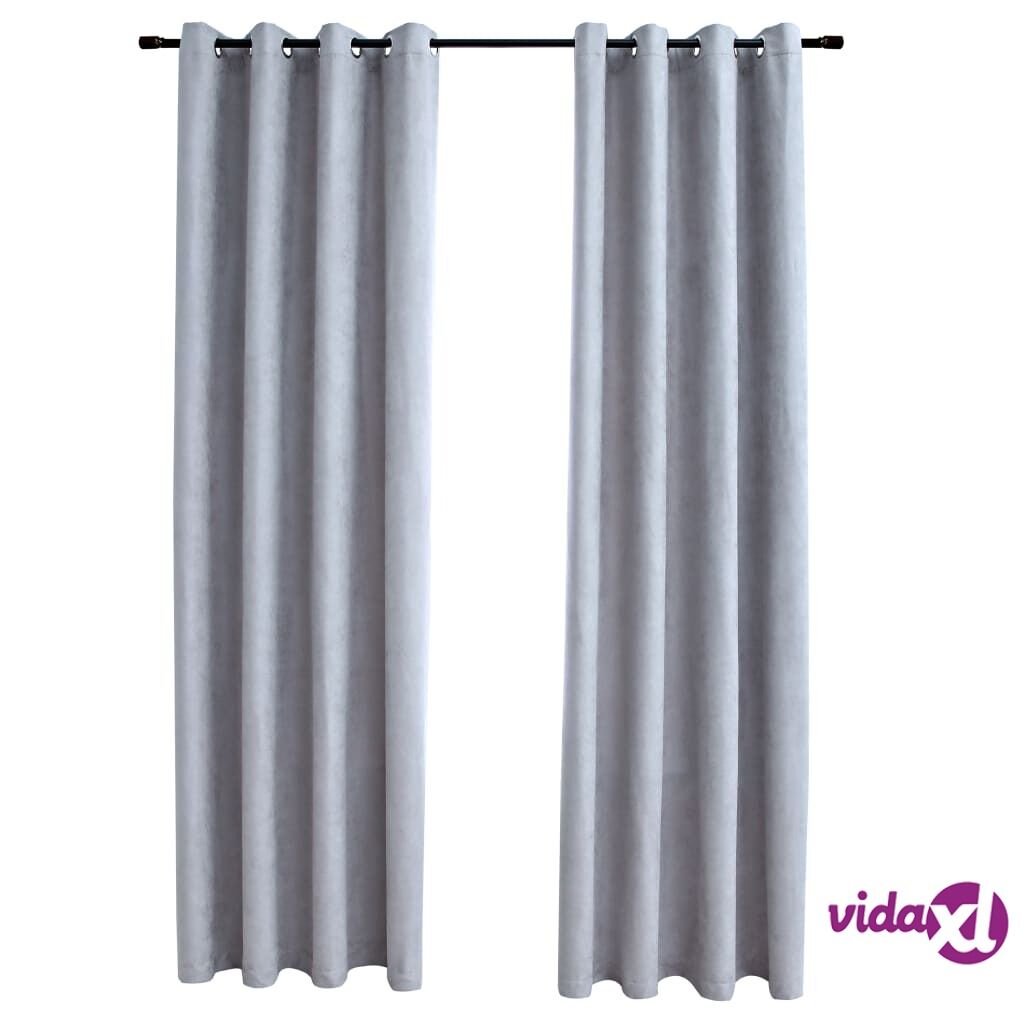 vidaXL Pimennysverhot metallirenkailla 2 kpl harmaa 140x245 cm