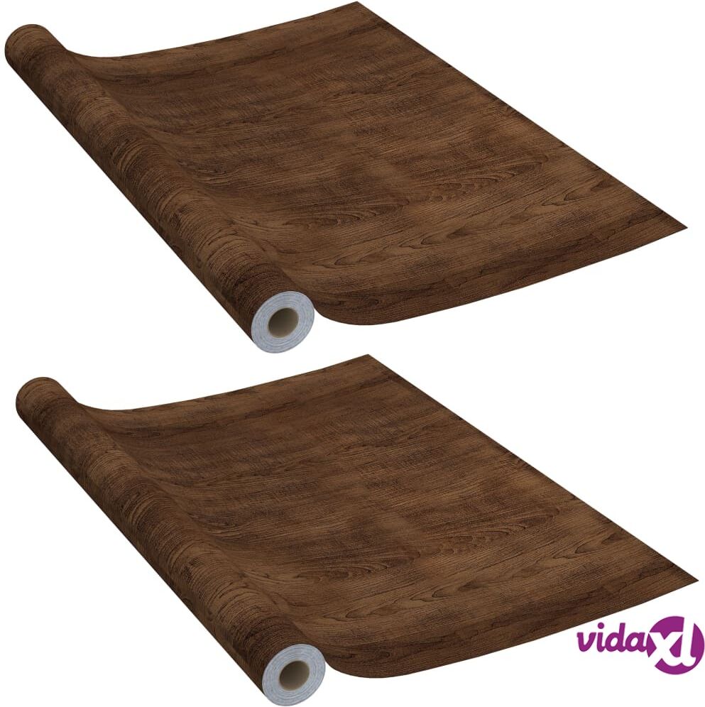 vidaXL Itseliimautuvat ovikalvot 2 kpl tumma tammi 210x90 cm PVC