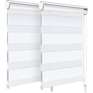 Vounot - Lot de 2 Store enrouleur jour nuit double 55x150cm Blanc - Publicité