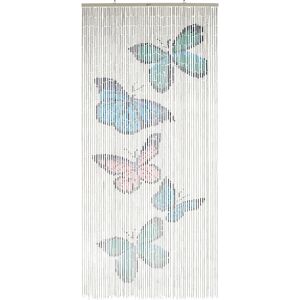 Rideau de porte artisanal en bambou Wenko Motif papillon, protection anti insectes, brise vue pour porte, installation facile, fabriqué à la main, Bambou, 90x200 cm, Multicolore - Publicité