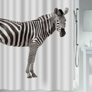 Rideau de douche Polyester zebra 180x200cm Zebra Spirella Noir - Publicité