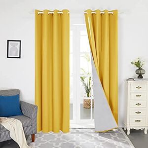 Deconovo Lot de 2 Rideau Salon Design Moderne pour Chambre Doublure Isolation Thermique à Oeillets, Rideau Réfléchissant, 135×240 CM, Jaune - Publicité