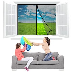 TOPZXL Moustiquaire Fenêtre Magnetique 250x225 cm Facile à Installer sans Percer Rideau de Fenêtre Anti Insecte Mouche Moustique pour Couloirs, Fenêtres Noir Z - Publicité