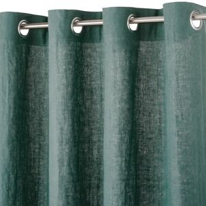 Maisons du Monde Rideau à œillets en lin lavé vert basilic à l'unité 130x300