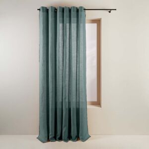 Madura Rideau a oeillets noirs 200x280 cm Vert de gris et bourdon noir en Lin