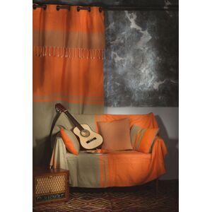 Fouta Futée Rideau ajustable coton rayures orange et vert 140 x 210 à 240 Orange 240x240x140cm