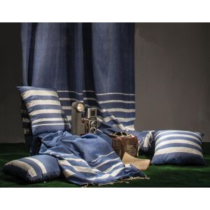 Fouta Futée ISTANBUL - Rideau ajustable coton bleu et lurex argent 140 x 210 à 240 Bleu 240x240x140cm