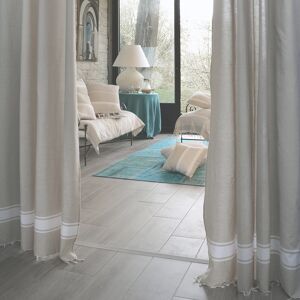 Fouta Futée CASABLANCA - Rideau ajustable coton écru et blanc 140 x 210 à 240 Beige 240x240x140cm