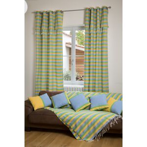 Fouta Futee Rideau ajustable coton jaune turquoise vert 140 x 250 a 280