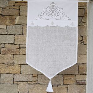 Maison d'ete Brise bise en lin blanc et broderies 60X120 CM