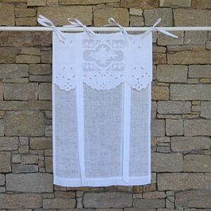 Maison d'été Store en lin blanc et broderies 53X160 CM Blanc 160x1x53cm