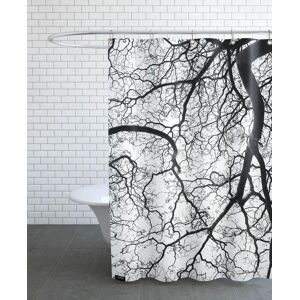 Juniqe Rideau de douche en polyester en blanc & gris 150x200