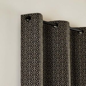 Madura Rideau à oeillets noirs doublé ARDECO Noir et nickel 137x280 cm
