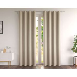 Becquet Paire de rideaux 135x260 en coton beige naturel Beige 1x260x135cm