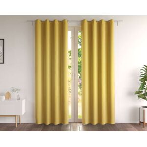 Becquet Paire de rideaux 135x260 en coton jaune curry