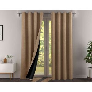 Becquet Rideau à l'unité monté sur œillet 140x260 en polyester beige Beige 260x1x140cm