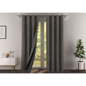 Becquet Rideau à l'unité monté sur œillet 140x260 en polyester gris Gris 260x1x140cm