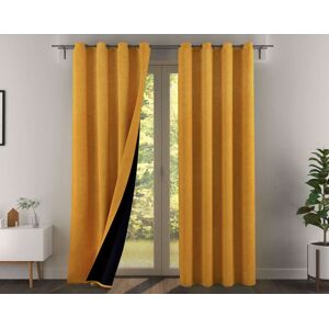 Becquet Rideau a l'unite monte sur ?illet 140x260 en polyester jaune