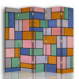 Legendarte Paravent Composition en Dissonances, Theo van Doesburg cm 180x170 (5x) Multicolore 180x170x2cm