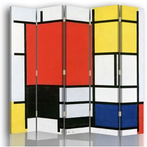 Legendarte Paravent Composition avec large plan rouge, Mondrian cm 180x170 (5x)