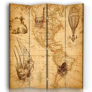 Legendarte Paravent cloison Voyages Américains 145x180cm (4 volets) Marron 145x170x2cm