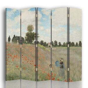 Legendarte Paravent Le Champ des Coquelicots - Claude Monet cm 180x170 (5 volets) Rouge 180x170x2cm