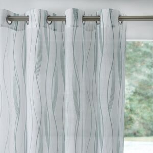 Panneau voilage motif vagues - finition ?illets - BlancheporteUne lumiere adoucie et un interieur ravive avec ce panneau en voile imprime vagues decline dans 3 coloris et 3 tailles au choix ! A assortir au vitrage pour un joli camaïeu.Panneau : largeur 14