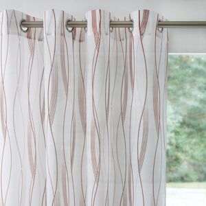 Panneau voilage motif vagues - finition ?illets - BlancheporteUne lumiere adoucie et un interieur ravive avec ce panneau en voile imprime vagues decline dans 3 coloris et 3 tailles au choix ! A assortir au vitrage pour un joli camaïeu.Panneau : largeur 14