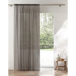 Panneau voile uni finition galon fronceur - Blancheporte Gris Panneau : largeur 140 x hauteur 145cm