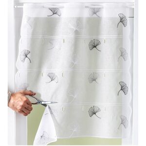 Rideau modulable hauteur brode fleurs de ginkgo - Blancheporte Gris Metrage en 90cm