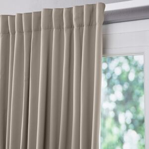 Blancheporte Rideau occultant uni satine finition galon fronceur - Colombine Taupe RIdeau occultant : largeur 135 x hauteur 180 cm